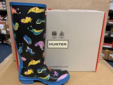 (NO VAT) BRAND NEW HUNTERS SEA MONSTER PRINT BLUE WELLIES SIZE UK 3