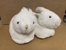 (NO VAT) 12 X BRAND NEW WHITE BUNNY SLIPPERS SIZE 2/3