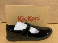 (NO VAT) 2 X BRAND NEW KICKERS PATENT BLACK SHOES SIZE 6