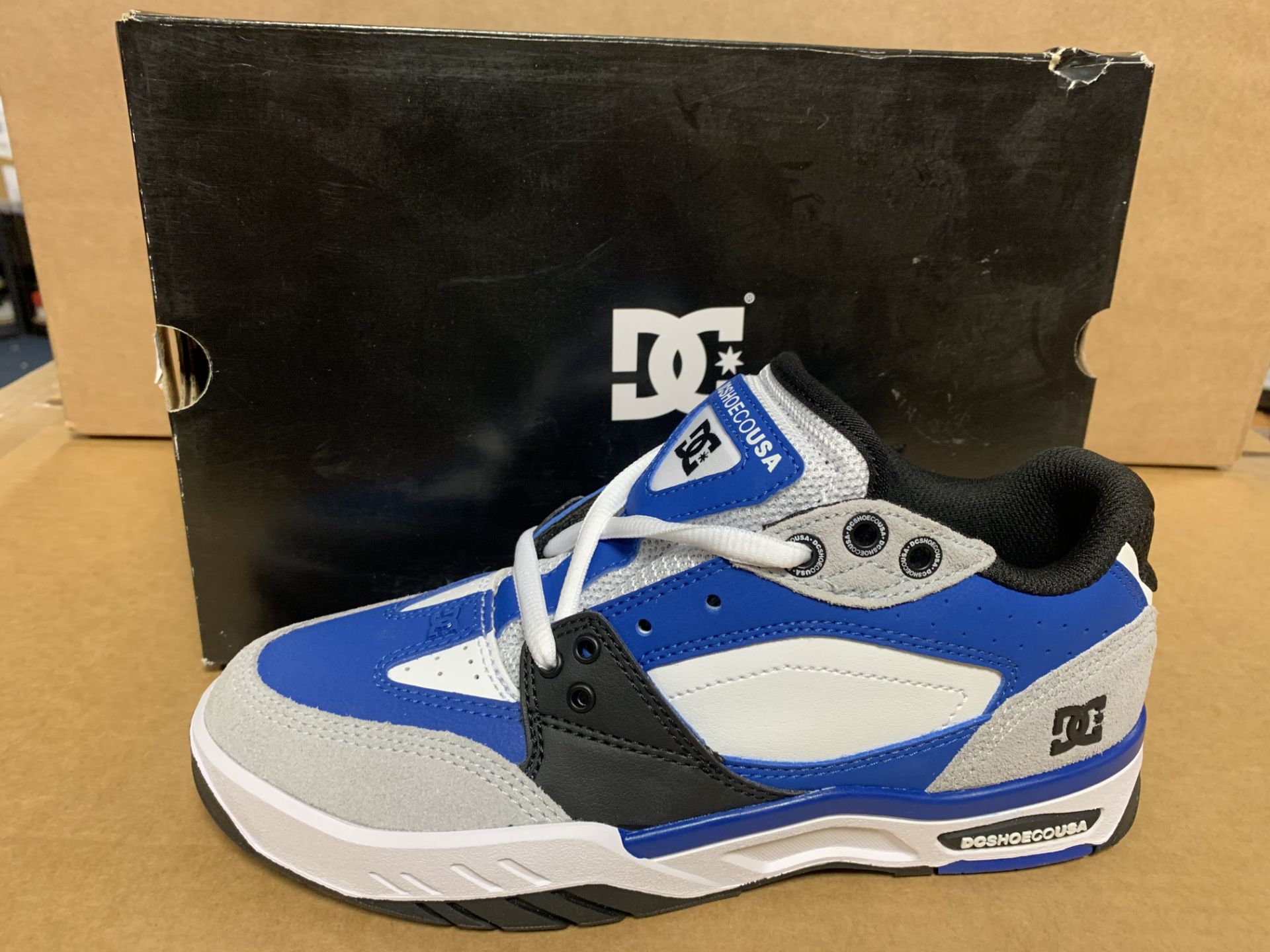 5 X BRAND NEW DC SHOE BLUE BLACK AND WHITE TRAINERS SIZE 5 RRP £65 EACH
