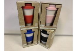 30 x NEW PACKAGED ECO CONNECTION BIODEGRADABLE BAMBOO FIBRE MUGS - IN VARIOUS COLOURS