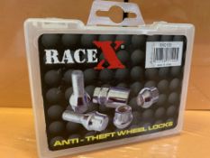 16 X BRAND NEW RACE X ANTI THEFT WHEEL LOCK SETS