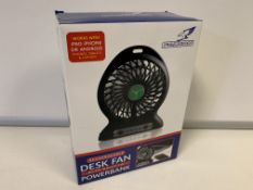 8 x NEW BOXED FALCON RECHARGEABLE DESK FAN WITH BUILT IN POWER BANK