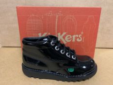 (NO VAT) 3 X BRAND NEW KICKERS PATENT BLACK BOOTS SIZE J2