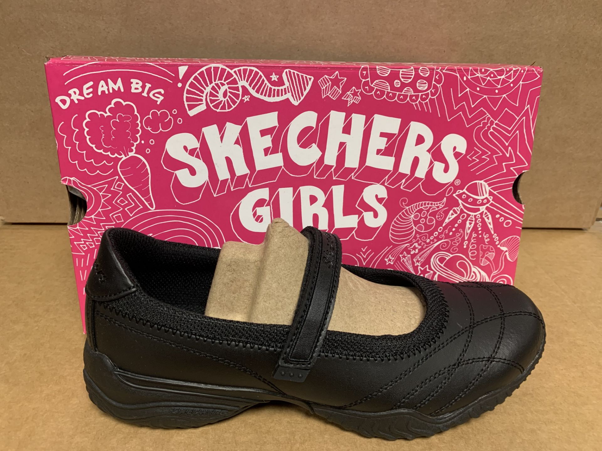 (NO VAT) 3 X BRAND NEW SKETCHERS GIRLS BLACK SHOES SIZE 6