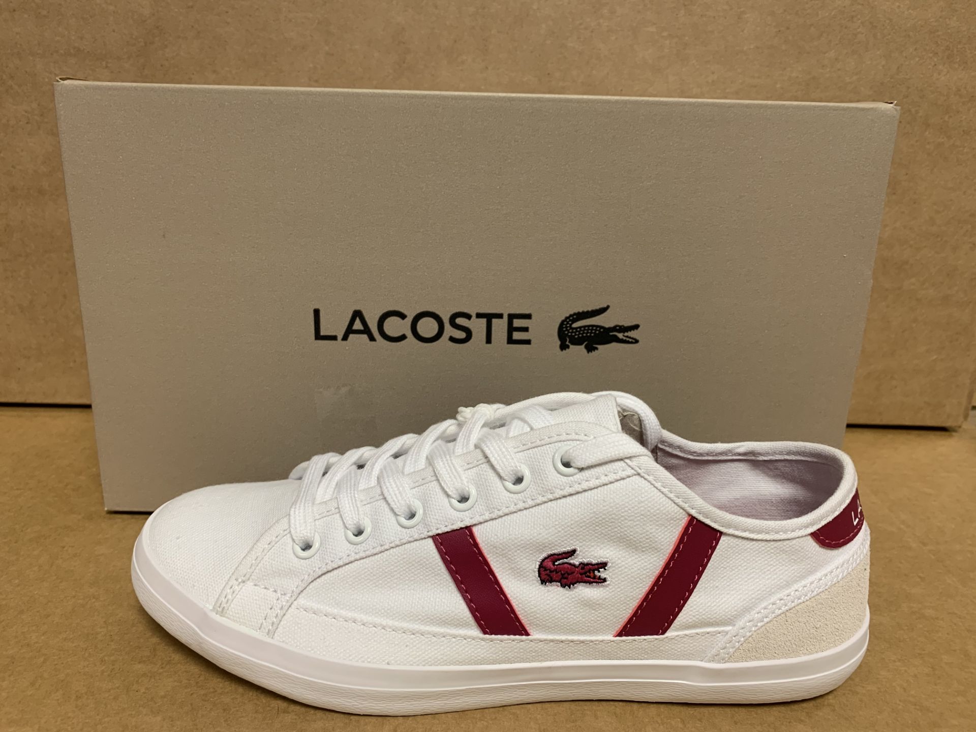 (NO VAT) 5 X BRAND NEW LACOSTE WHITE AND PINK TRAINERS SIZE J4