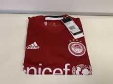 (NO VAT) 6 X BRAND NEW ADIDAS OLYMPIAKOS FOOTBALL JERSEY SIZE 9-10 YEARS