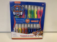 10 x NEW SEALED PAW PATROL SQUEEZE & PAINT - 20 WASHABLE PAINT BRUSHES - HAVE FUN PAINTING WITHOUT