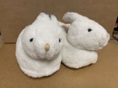 (NO VAT) 12 X BRAND NEW WHITE BUNNY SLIPPERS SIZE 2/3