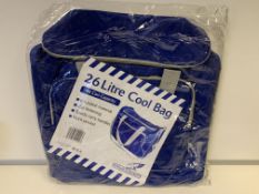 8 x NEW PACKAGED 26 LITRE COOL BAGS - 48 CAN CAPACITY. INSULATED MATERIAL. ZIP FASTENING. STURDY