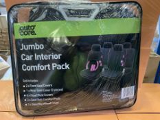 8 X BRAND NEW AUTOCARE JUMBO CAR INTERIOR COMFORT PACKS INCLUDING 2 X FRONT SEAT COVERS, 1 X REAR