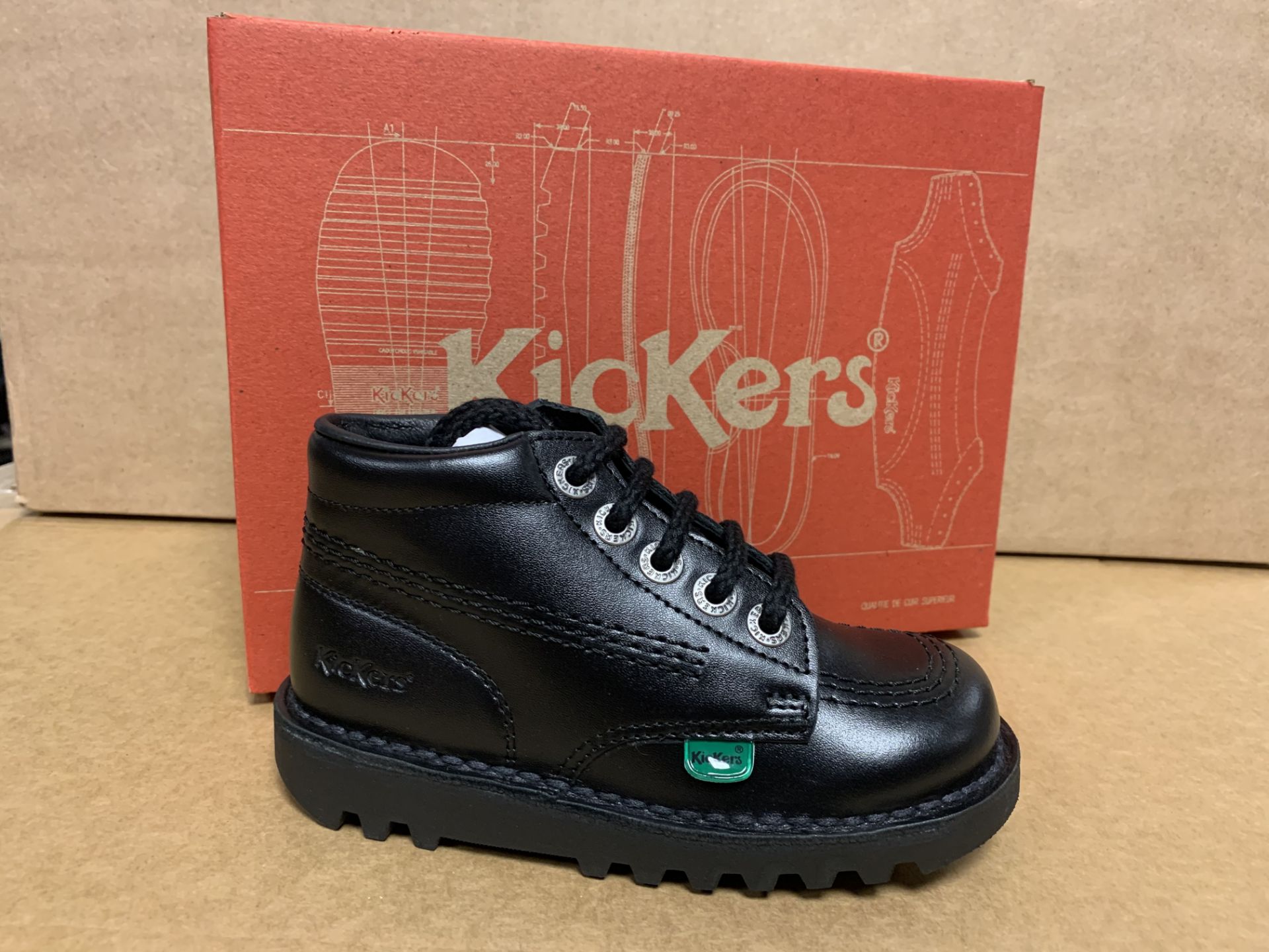 (NO VAT) 2 X BRAND NEW KICKERS KICK HI I CORE BLACK SHOES SIZE i9