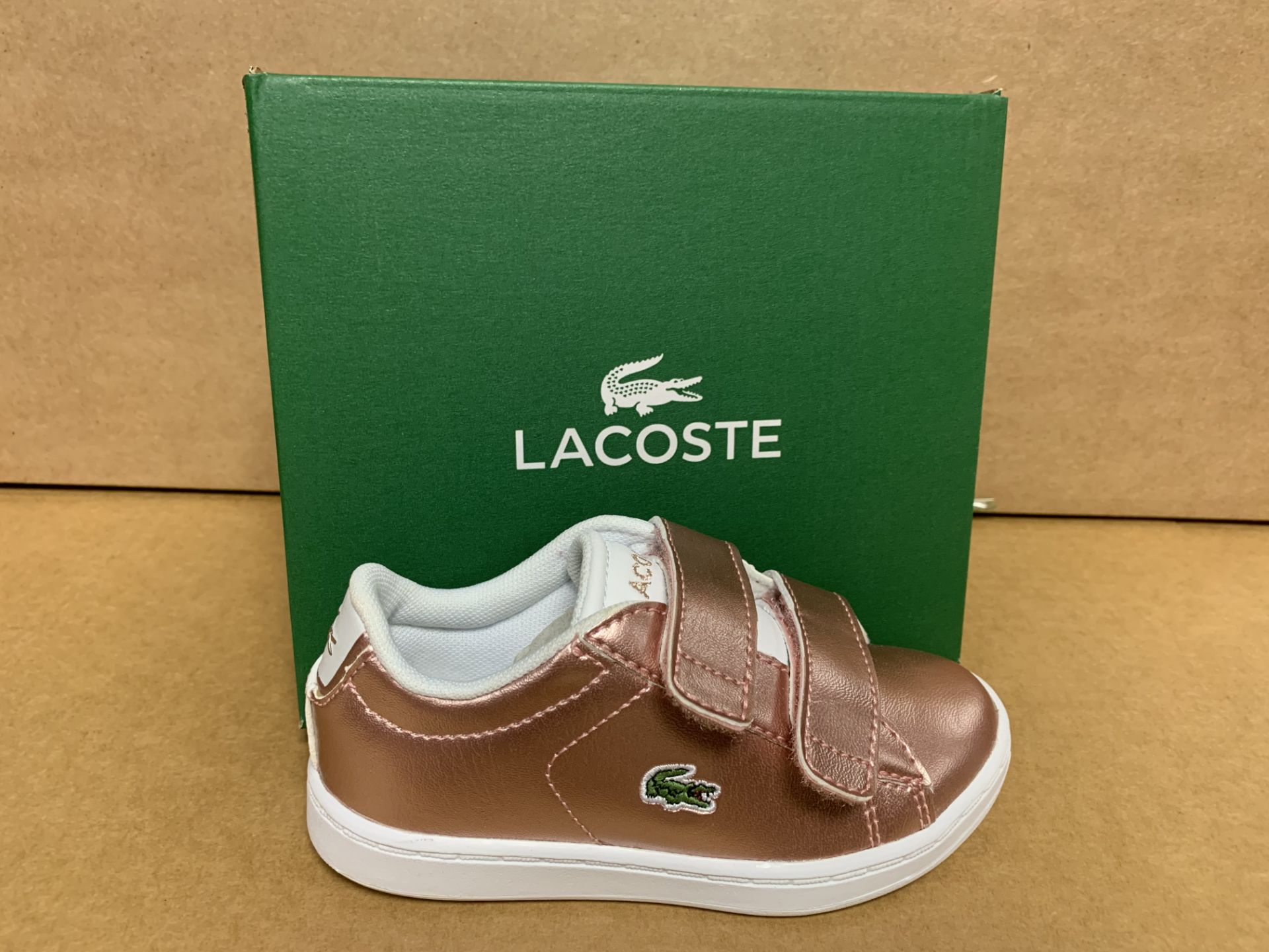 (NO VAT) 6 X BRAND NEW LACOSTE ROSE GOLD TRAINERS SIZE i7