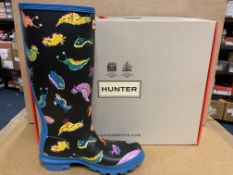 (NO VAT) BRAND NEW HUNTERS SEA MONSTER PRINT BLUE WELLIES SIZE UK 3