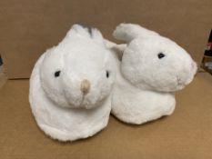 (NO VAT) 12 X BRAND NEW WHITE BUNNY SLIPPERS SIZE 2/3