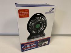 8 x NEW BOXED FALCON RECHARGEABLE DESK FAN WITH BUILT IN POWER BANK