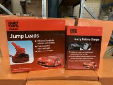4 X 4AMP BATTERY CHARGERS AND 2 X 200AMP JUMP LEADS (831/9)