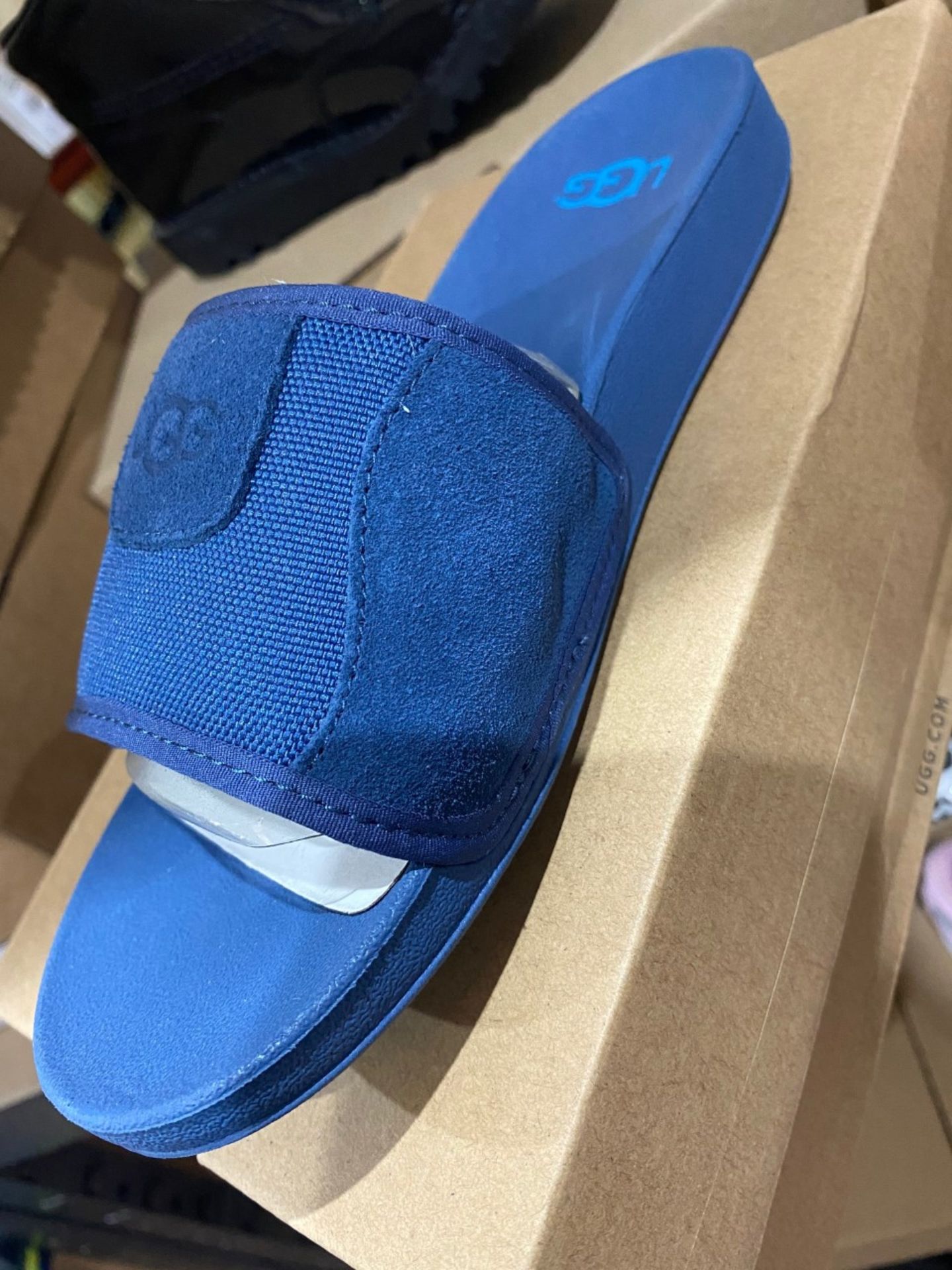 NEW & BOXED UGG NAVY SLIDERS SIZE JUNIOR 1 - Image 2 of 2