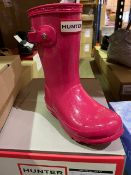 NEW & BOXED HUNTER PINK GLITTER WELLIES SIZE INFANT 9