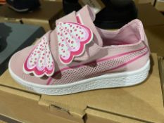 NEW & BOXED PINK BUTTERFLY VELCROW TRAINERS SIZE INFANT 11 (39/14)