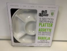 12 x NEW SETS OF 10 CAFÉ EXPRESS 5 SECTION SERVING PLATTERS. RRP £19 PLUS VAT EACH SET