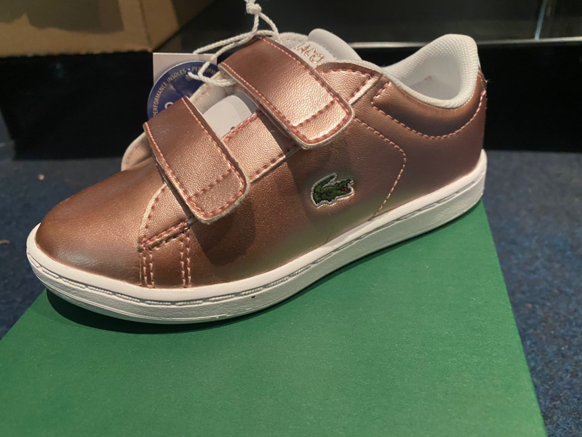 NEW & BOXED LACOSTE ROSE GOLD TRAINERS SIZE INFANT 9