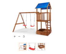 RRP £500 New Janer Wooden Swing Set. This Janek swing set comes with swing seats, swing hooks,