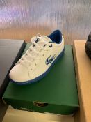 NEW & BOXED LACOSTE WHITE/BLUE TRAINER SIZE INFANT 12