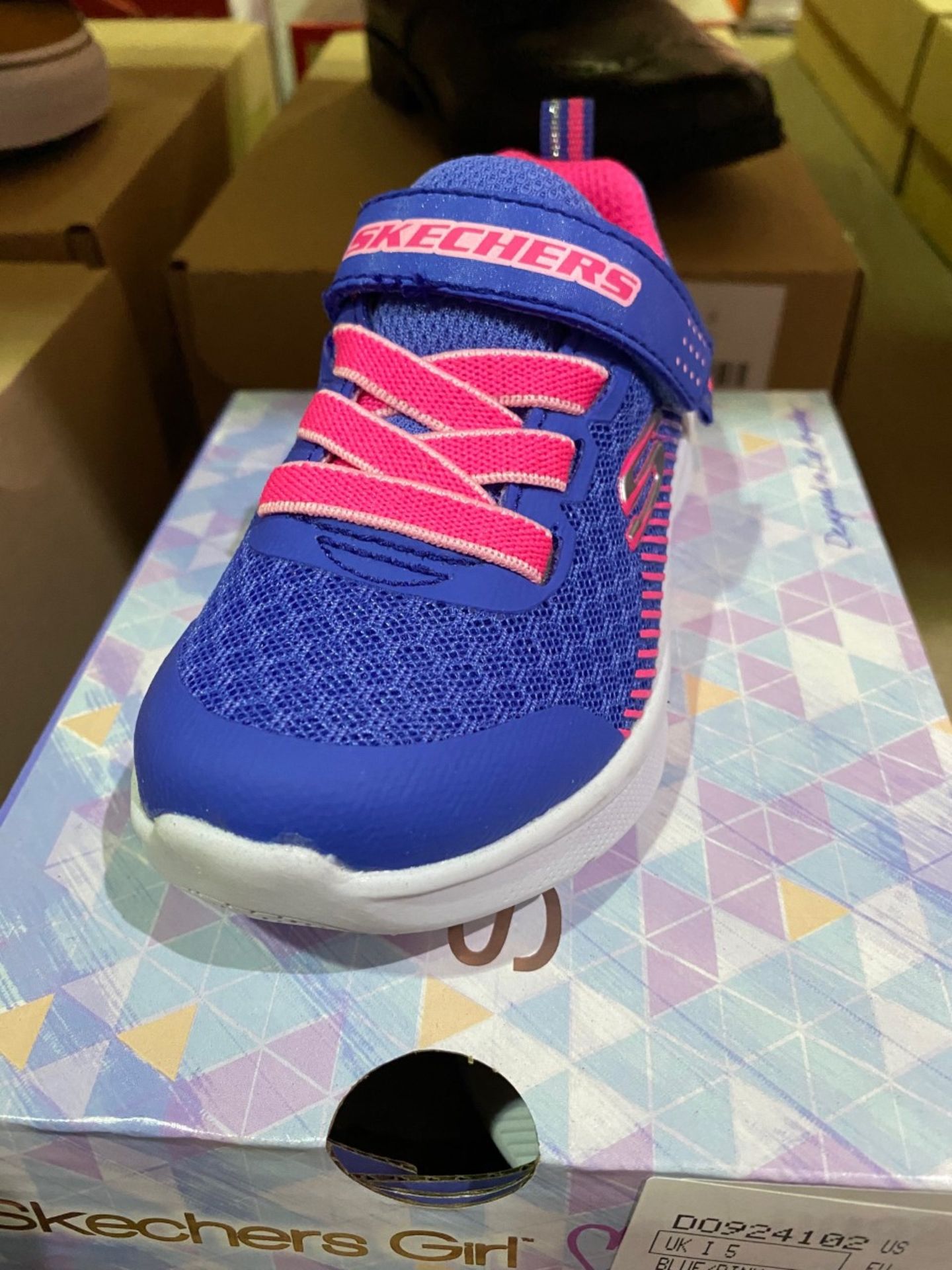 NEW & BOXED SKETCHERS BLUE/PINK TRAINER SIZE INFANT 5 - Image 2 of 2