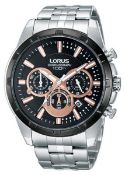 NEW & BOXED Mens Lorus Chronograph Watch RT359BX9. Chunky mens Lorus model in stainless steel, set