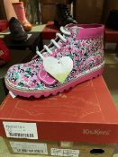 NEW & BOXED KICKERS WHITE/PINK FLORAL SHOE SIZE JUNIOR 1