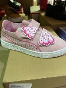 NEW & BOXED PUMA PINK BUTTERFLY TRAINER SIZE JUNIOR 2