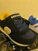 NEW & BOXED SKECHERS NAVY AND YELLOW SIZE INFANT 4