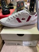 NEW & BOXED LACOSTE WHITE/PINK TRAINER SIZE JUNIOR 2