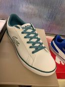 NEW & BOXED LACOSTE WHITE/GREEN TRAINERS SIZE JUNIOR 3