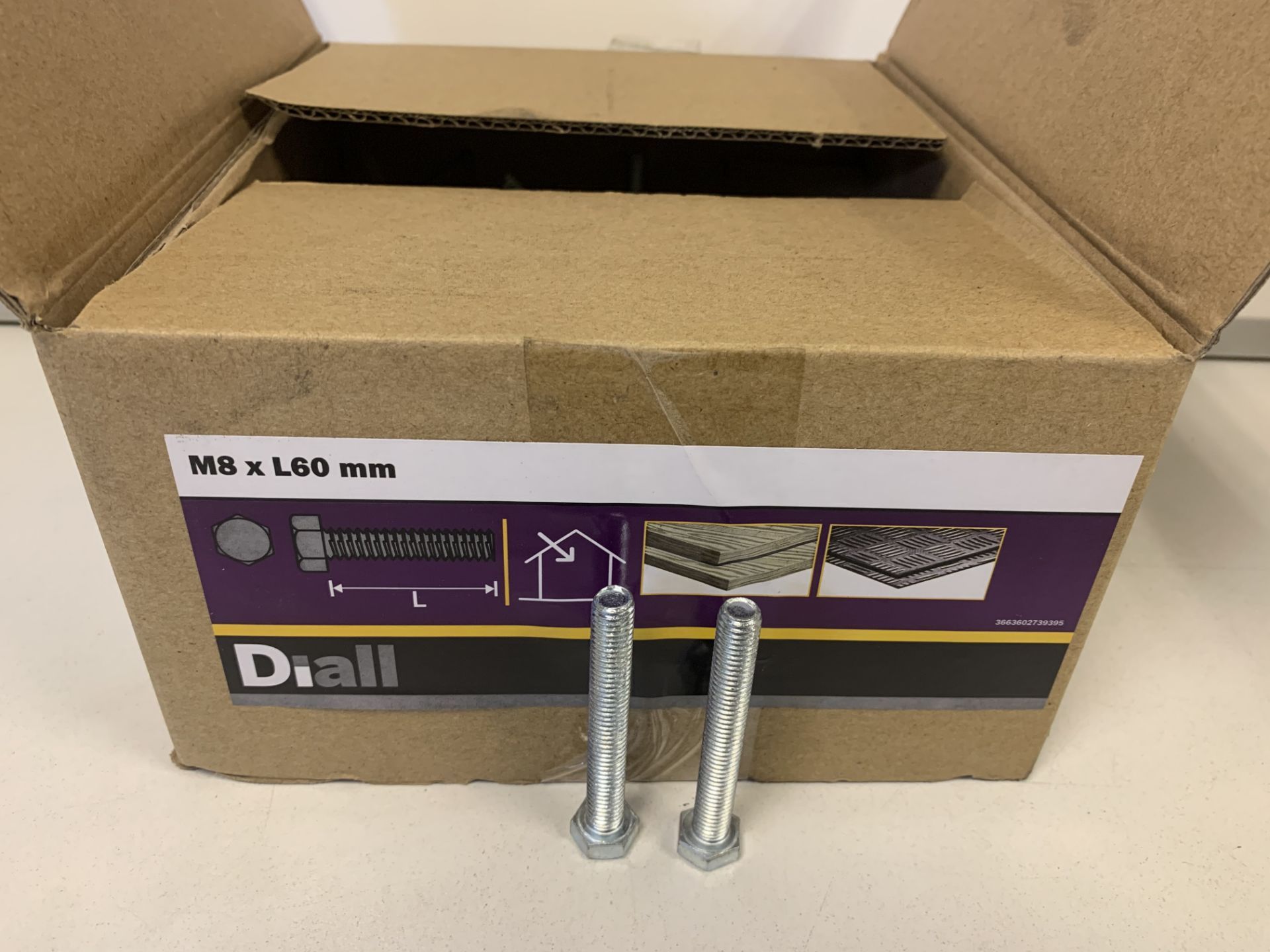 12 X BRAND NEW BOXES OF DIALL M8 X 60MM HEX BOLTS 4KG BOX (959/16)