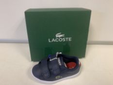 (NO VAT) 2 X BRAND NEW LACOSTE NAVY/RED TRAINERS SIZE I4 (905/16)