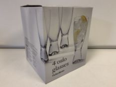 6 X BRAND NEW PACKS OF 4 DEBENHAMS OSLO GLASSES TALL 350ML RRP £20 (729/16)