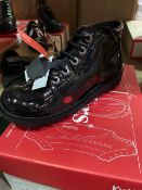 NEW & BOXED KICKERS BLACK PATENT SHOE SIZE JUNIOR 5