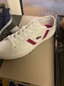 NEW & BOXED LACOSTE WHITE/PINK TRAINER SIZE JUNIOR 5