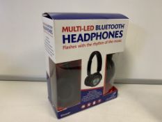 8 X BRAND NEW FALCON MULTI LED BLUETOOTH HEADPHONES (FLASHES WITH THE TYTHM OF MUSIC)
