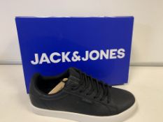 (NO VAT) 4 x NEW BOXED PAIRS OF JACK & JONES BLACK TRAINERS SIZE UK 2