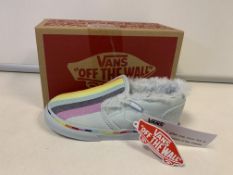 (NO VAT) 4 x NEW BOXED PAIRS OF VANS OFF THE WALL RAINBOW SHOES. SIZE INFANT 9.