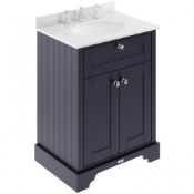 Hudson Reed Old London Floor Standing Vanity Unit with 3TH Basin 600mm Wide - Twlight Blue/White RRP