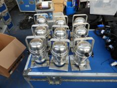 9 x Thomas Mini par 36 silver one of them is an empty can with gel frame and cable gland in