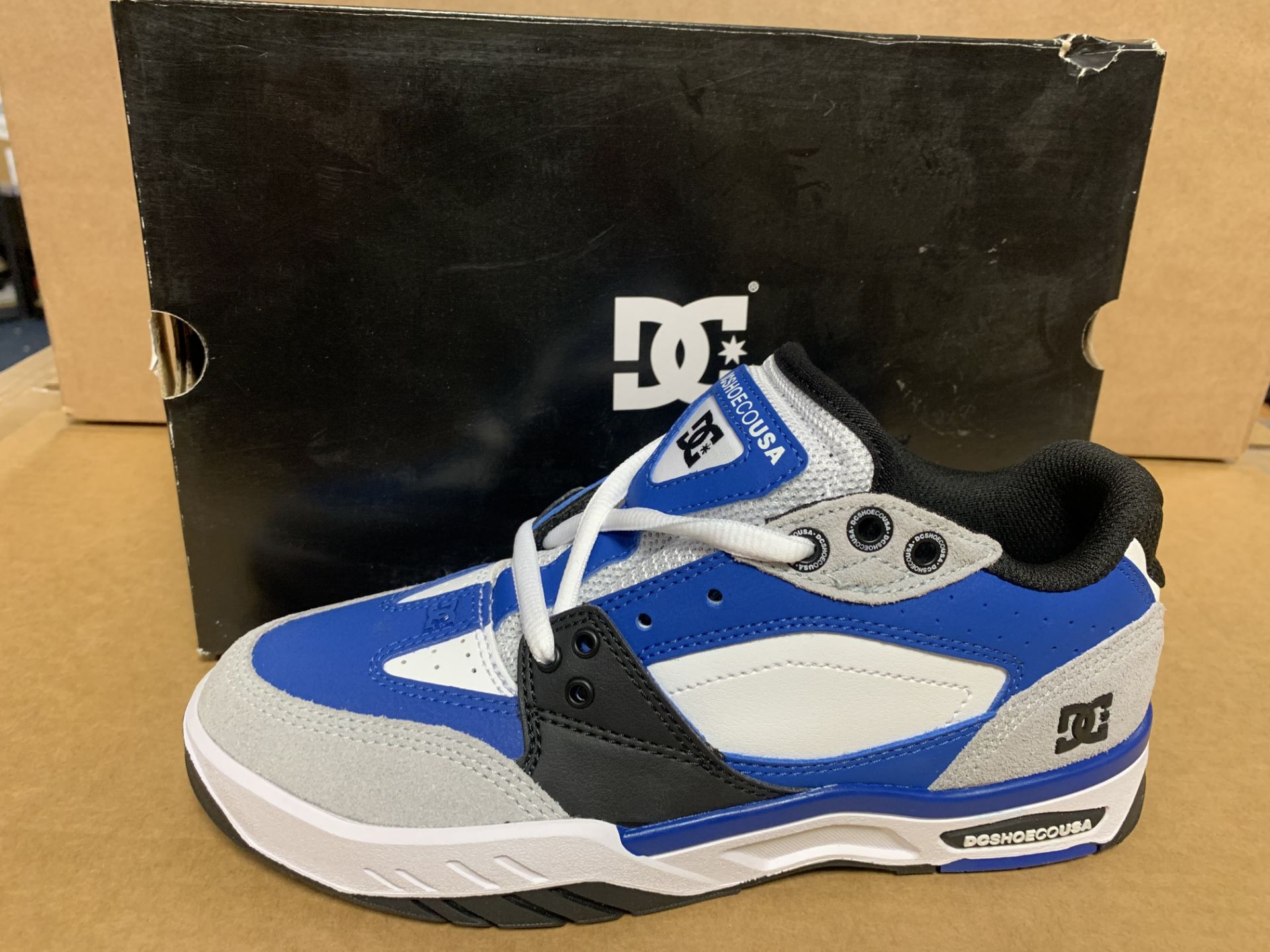 5 X BRAND NEW DC SHOE BLUE BLACK AND WHITE TRAINERS SIZE 6 RRP £65 EACH (209/23)