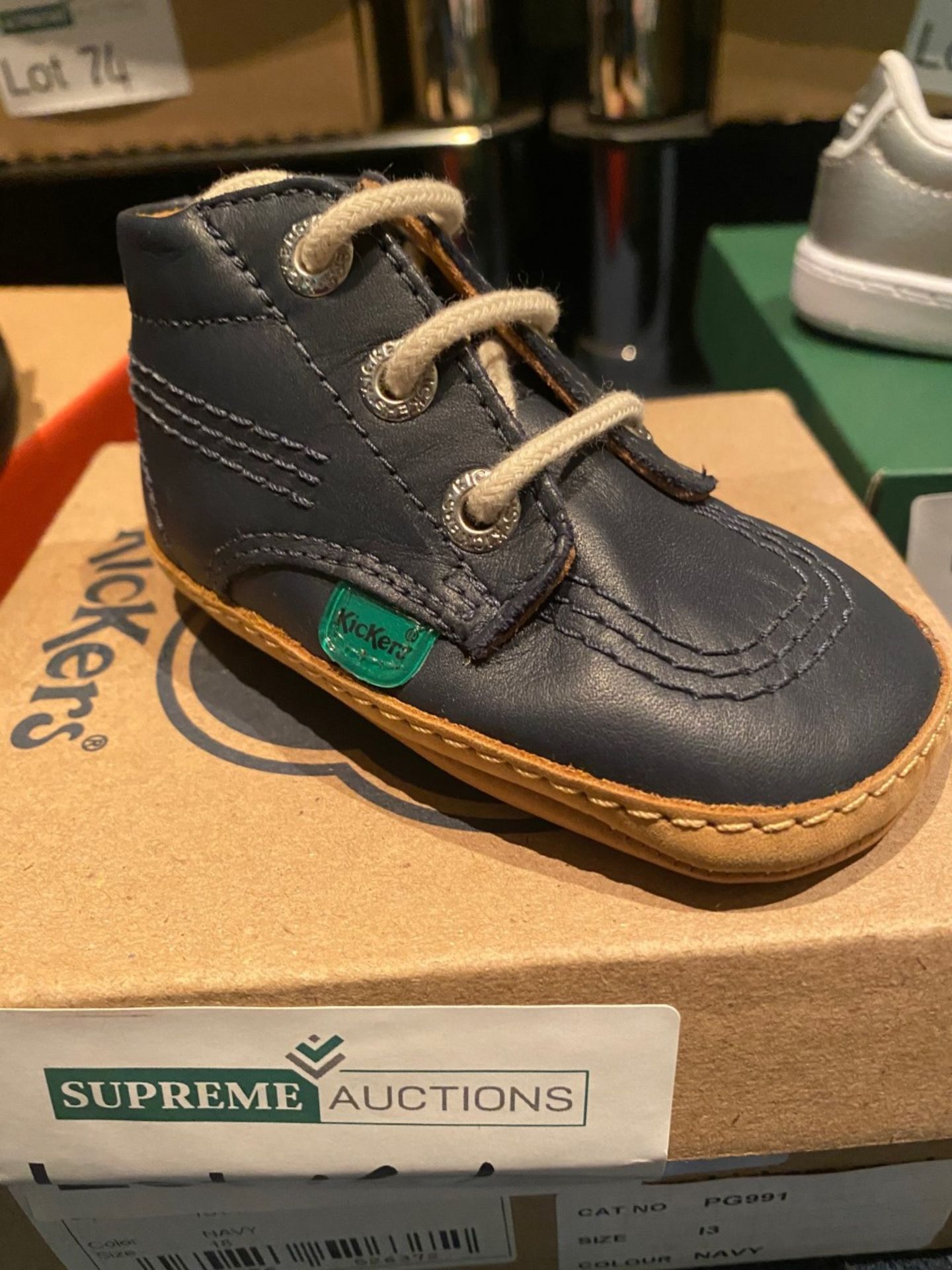 NEW & BOXED KICKERS NAVY LEATHER SHOE SIZE INFANT 3 (161/21) - Image 2 of 2
