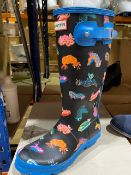 NEW & BOXED HUNTERS SEA MONSTER PRINT WELLIES SIZE JUNIOR 4