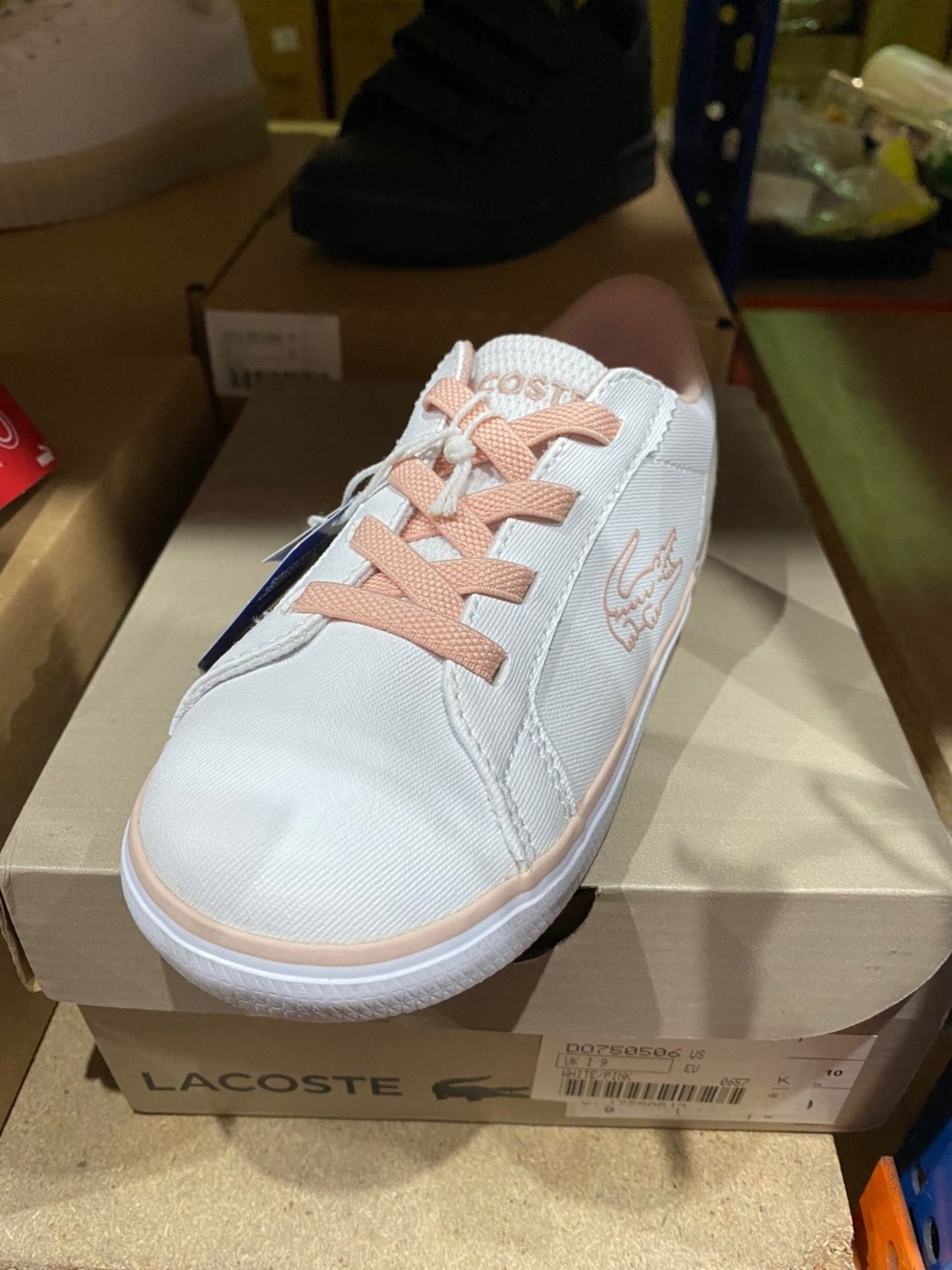 NEW & BOXED LACOSTE WHITE/PINK SIZE INFANT 9 - Image 2 of 2