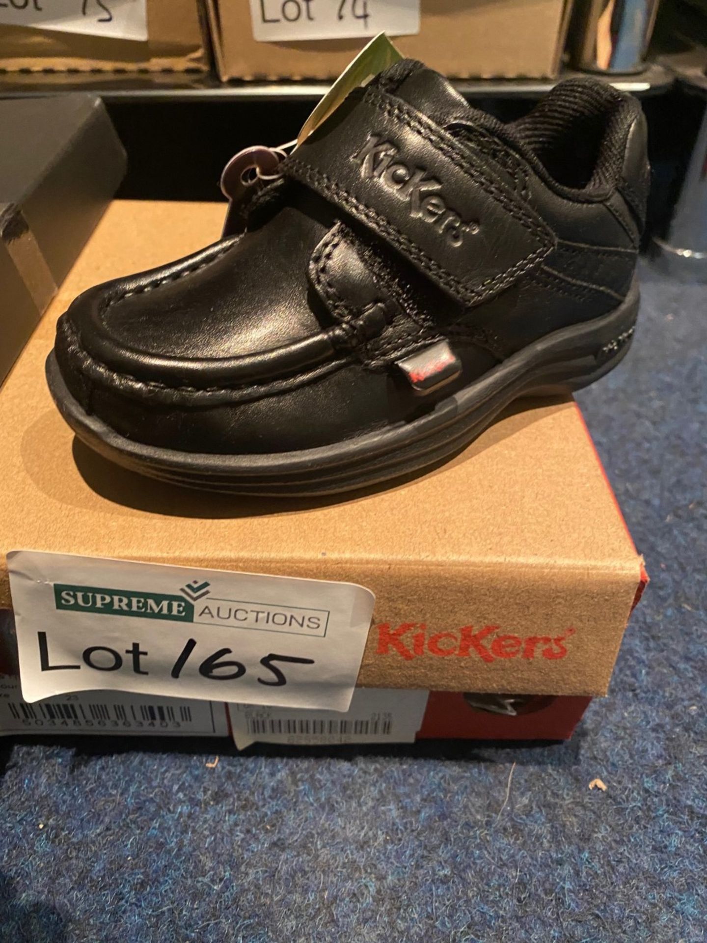 NEW & BOXED KICKERS STRAP LEATHER BLACK SHOE SIZE INFANT 6 (165/21)